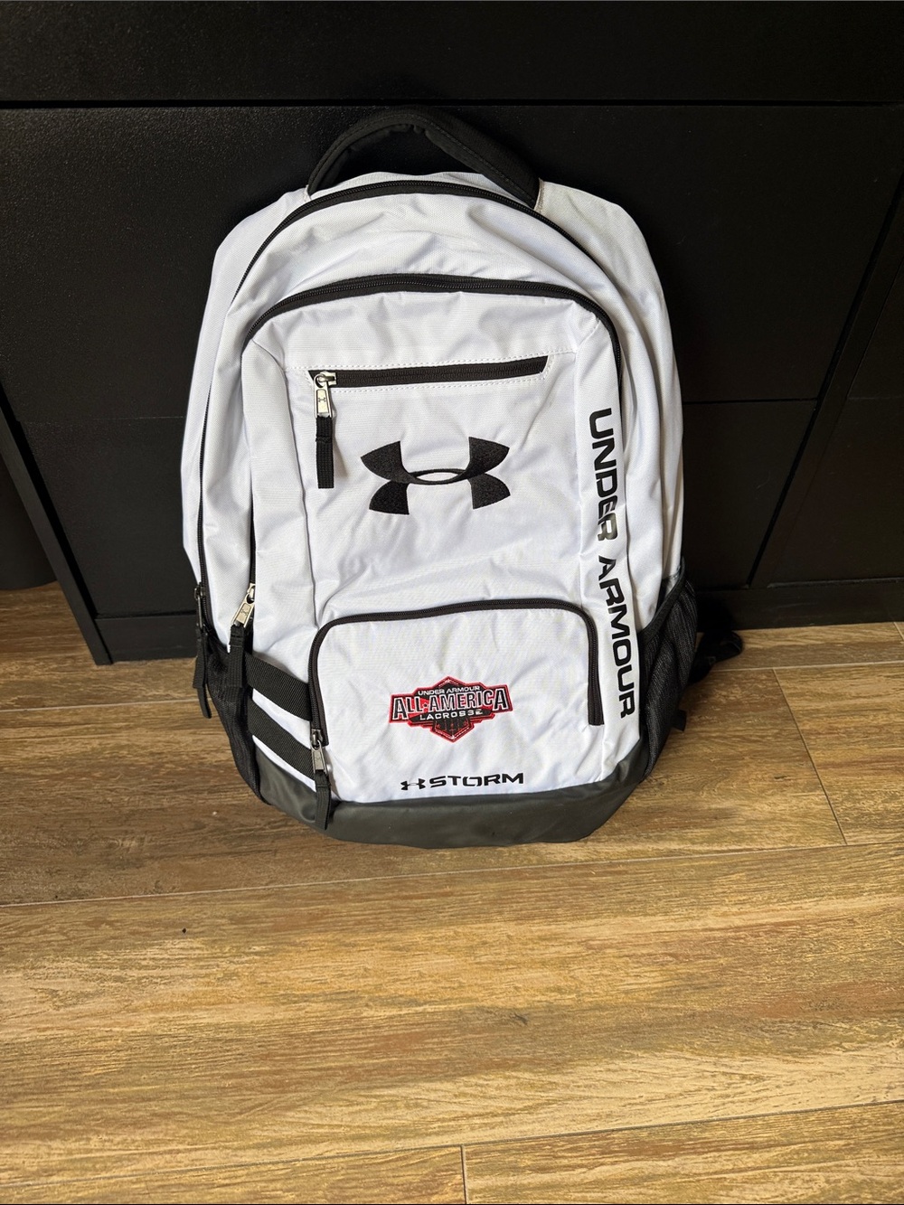Under Armour White and Black Storm Backpack with Logo